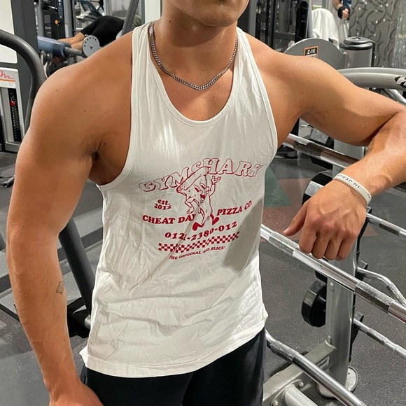 GYMSHARK TANK TOP SHIRT PIZZA COMPANY CHEAT DAY 2012 THE ORIGINAL BIG SLICE JOCK - Picture 12 of 16